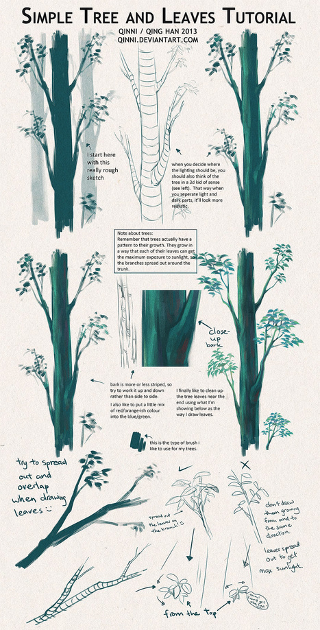 Simple Tree and Leaves Tutorial | Drawing References and Resources | Scoop.it