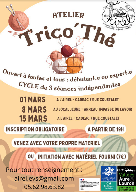 AIREL : atelier Trico'Thé le 15 mars à Cadéac | Vallées d'Aure & Louron - Pyrénées | Scoop.it
