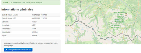 Séisme de magnitude 3.1 enregistré le 9 juillet sur les Hautes-Pyrénées - RENASS | Vallées d'Aure & Louron - Pyrénées | Scoop.it