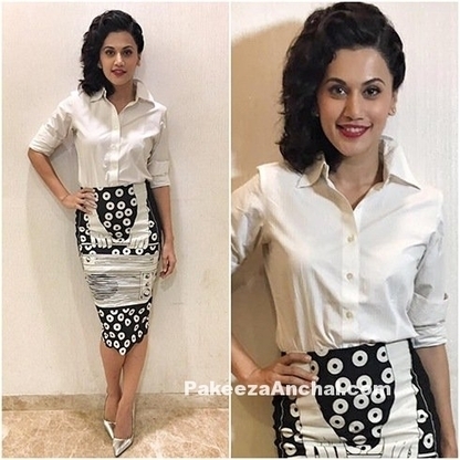 Tapsee Pannu in Unique print Skirt Style white Shirt, #ActressInSkirts, #ActressInWhiteDresses, #BollywoodActress, #BollywoodDesignerDresses, #CelebrityDresses, #DesignerWear, #KneeLengthSkirt, #Pr... | Indian Fashion Updates | Scoop.it