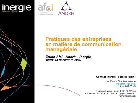 Inergie - Études - Communication Managériale 2010 | De la com : interne ou non #job#news | Scoop.it