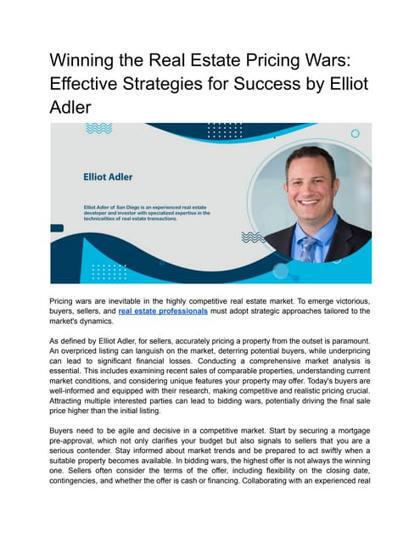 Winning the Real Estate Pricing Wars_ Effective Strategies for Success by Elliot Adler.pdf | Elliot Adler | Scoop.it