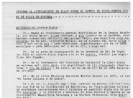 Un intent fallit de corregir el nom de Rialb el 1960 | e-onomastica | Scoop.it