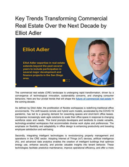Key Trends Transforming Commercial Real Estate Over the Next Decade by Elliot Adler.pdf | Elliot Adler | Scoop.it