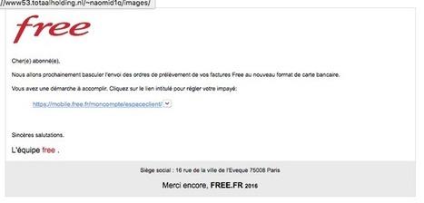 Une nouvelle vague de phishing, déjà utilisée auparavant, vise actuellement les abonnés Free | UseNum - Technologies | Scoop.it
