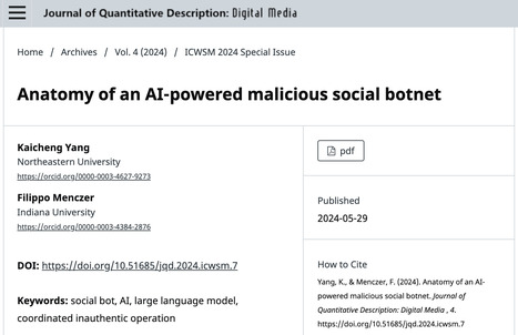 Anatomy of an AI-powered malicious social botnet | Papers | Scoop.it