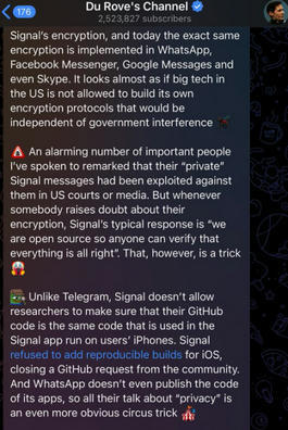 Telegram a lancé une campagne intense pour dénigrer Signal en la qualifiant d'application non sécurisée. | Renseignements Stratégiques, Investigations & Intelligence Economique | Scoop.it