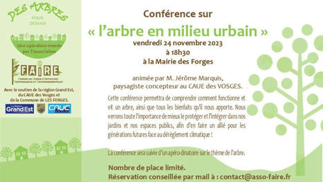 Conférence sur l'arbre en milieu urbain le 24 novembre aux Forges | Vosges Télévision | La SELECTION du Web | CAUE des Vosges - www.caue88.com | Scoop.it