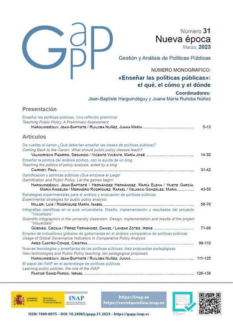 "Enseñar las políticas públicas". Gestión y Análisis de Políticas Públicas GAPP. Monográfico (marzo 2023) | Evaluación de Políticas Públicas - Actualidad y noticias | Scoop.it