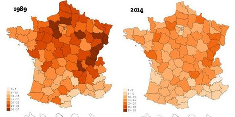 Visualisez vingt-cinq ans de désindustrialisation dans les départements français | Veille territoriale AURH | Scoop.it