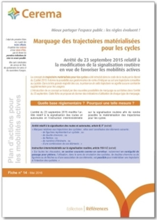 Parution de la fiche n° 14 "Marquage des trajectoires matérialisées pour les cycles" | Veille territoriale AURH | Scoop.it