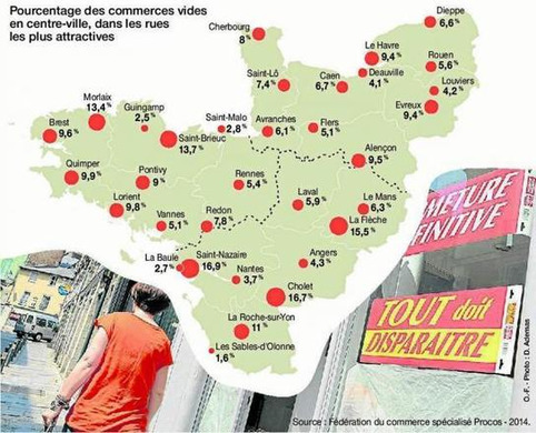 Commerce - Pourquoi tant de magasins vides en centre-ville ? | Veille territoriale AURH | Scoop.it