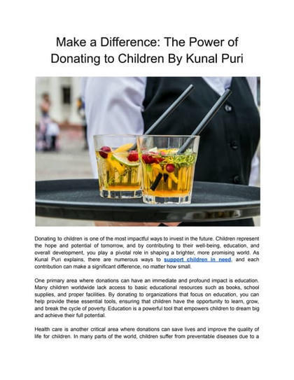 Make a Difference_ The Power of Donating to Children By Kunal Puri.pdf | Kunal Puri | Scoop.it