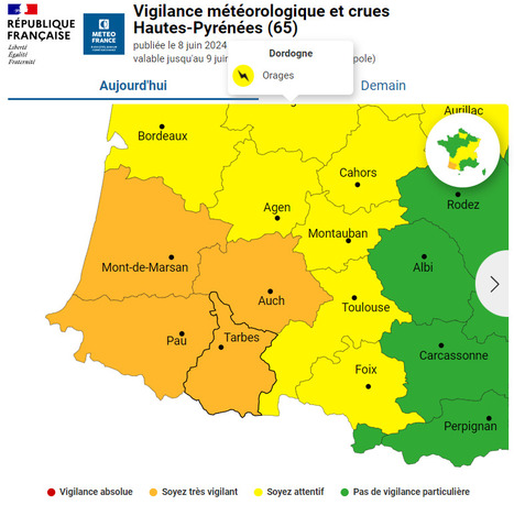 Vigilance orange pour orage - pluie- inondation dans les Hautes-Pyrénées le 8 juin | Vallées d'Aure & Louron - Pyrénées | Scoop.it