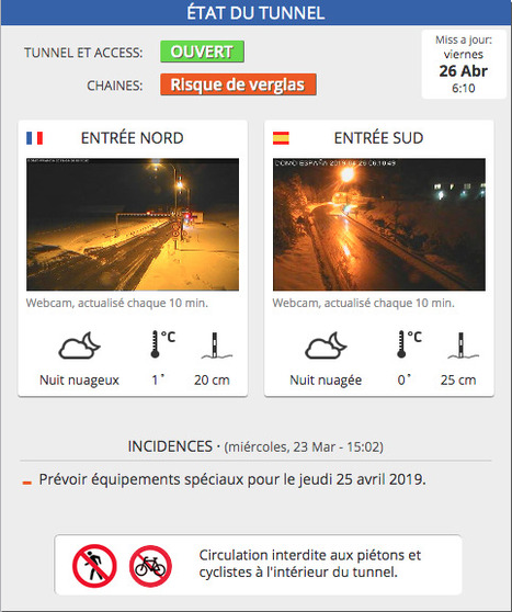 Risques de verglas au tunnel de Bielsa le 26 avril (06:10)  | Vallées d'Aure & Louron - Pyrénées | Scoop.it