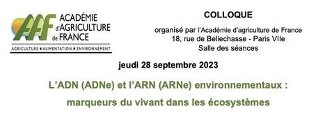 Colloque ADN/ARN environnementaux: marqueurs du vivant dans les ecosystèmes (28/09/2023), inscriptions ouvertes | SEED DEV LAB info | Scoop.it