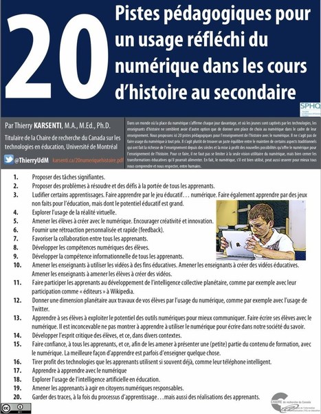 20 Pistes pédagogiques pour un usage réfléchi du numérique dans les cours d'histoire | UseNum - Education | Scoop.it