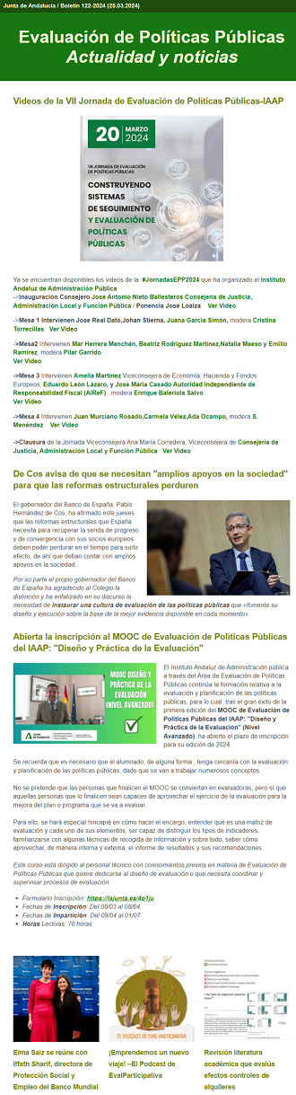 Boletín nº 122 de Evaluación de Políticas Públicas. Actualidad y noticias | Evaluación de Políticas Públicas - Actualidad y noticias | Scoop.it