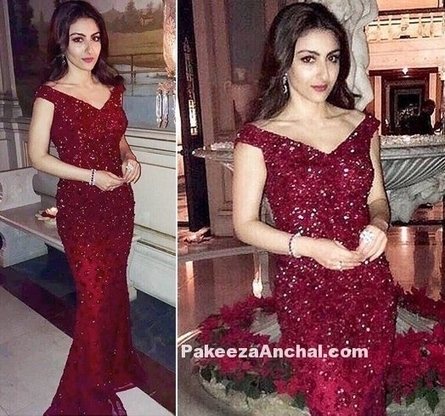 Soha Ali Khan at Falaknuma Palace in Hyderabad, #ActressInGowns, #ActressInRedDresses, #FalaknumaPalaceHyderabad, #Gowns, #PartyWearGowns, #SohaAliKhan, #VShapedNeckDesign | Indian Fashion Updates | Scoop.it