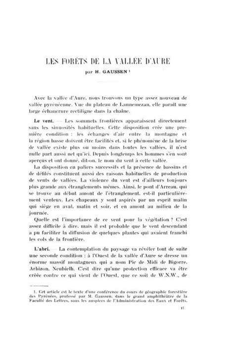 Les forêts de la Vallée d'Aure par Henri Gaussen (1931) - Persée | Vallées d'Aure & Louron - Pyrénées | Scoop.it