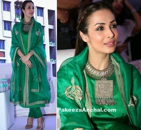 Malaika Arora Rich Emerald Kurta by Sanjay Garg, #ActressInGreenDresses, #BollywoodActress, #BollywoodDesignerDresses, #BollywoodSalwarKameez, #CelebrityDresses, #CelebritySalwarKameez, #DesignerWe... | Indian Fashion Updates | Scoop.it