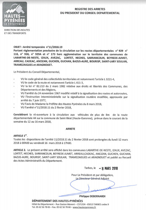 La restriction de circulation des poids-lourds de plus de 19 tonnes (PTAC) en vallée d'Aure est prolongée jusqu'au 16 mars | Vallées d'Aure & Louron - Pyrénées | Scoop.it