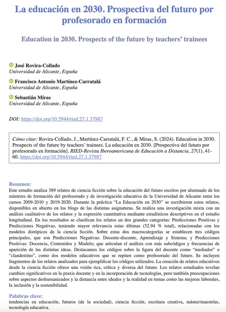 La educación en 2030. Prospectiva del futuro por profesorado en formación | Educación a Distancia y TIC | Scoop.it