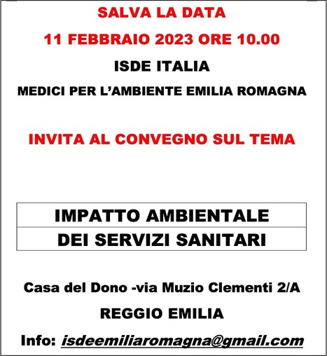 IMPATTO AMBIENTALE DEI SERVIZI SANITARI - 11 febbraio Reggio Emilia | Medici per l'ambiente - A cura di ISDE Modena in collaborazione con "Marketing sociale". Newsletter N°34 | Scoop.it