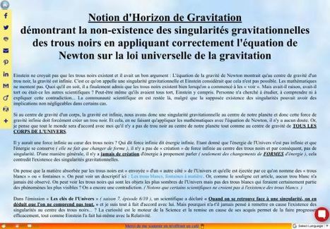 Notion d'Horizon de Gravitation et inexistence des singularités dans les trous noirs | Sciences découvertes | Scoop.it